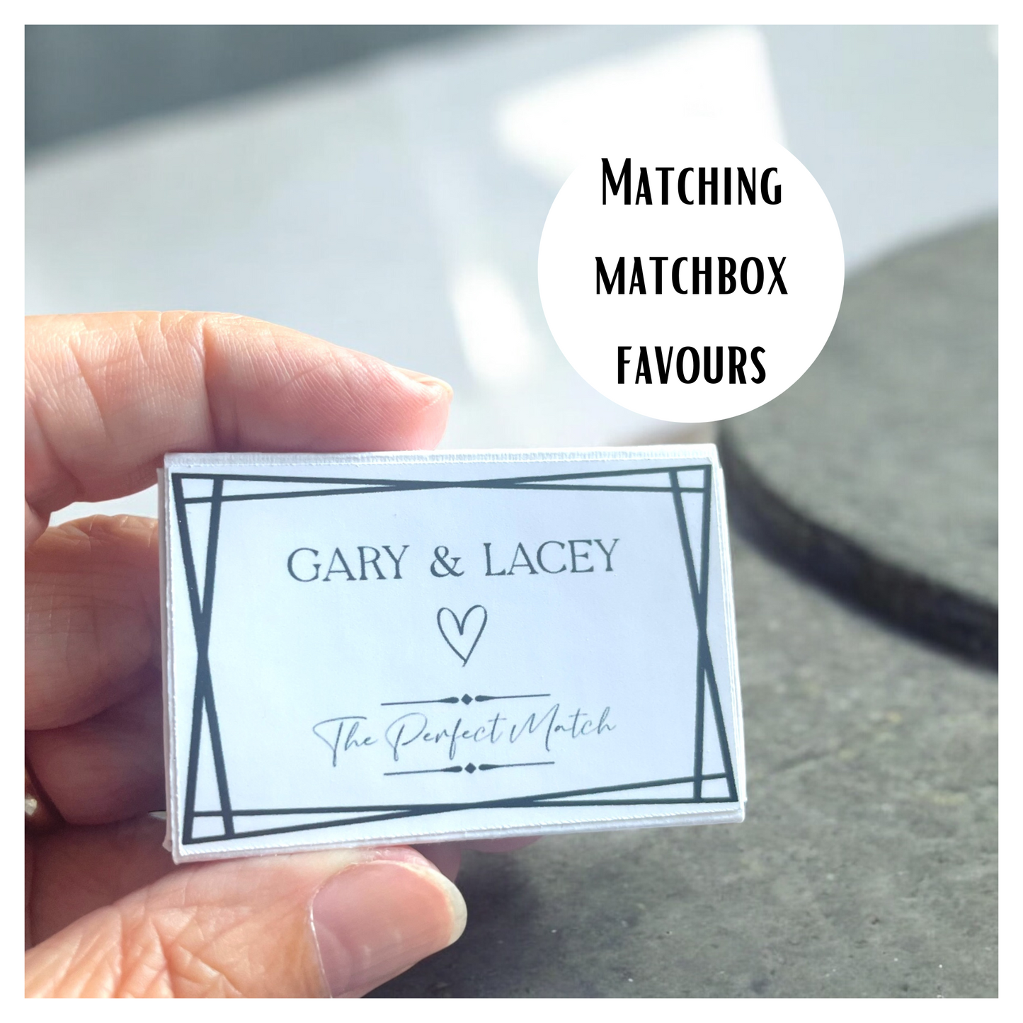 Personalised Matchbox Wedding Favours with Coloured Matches