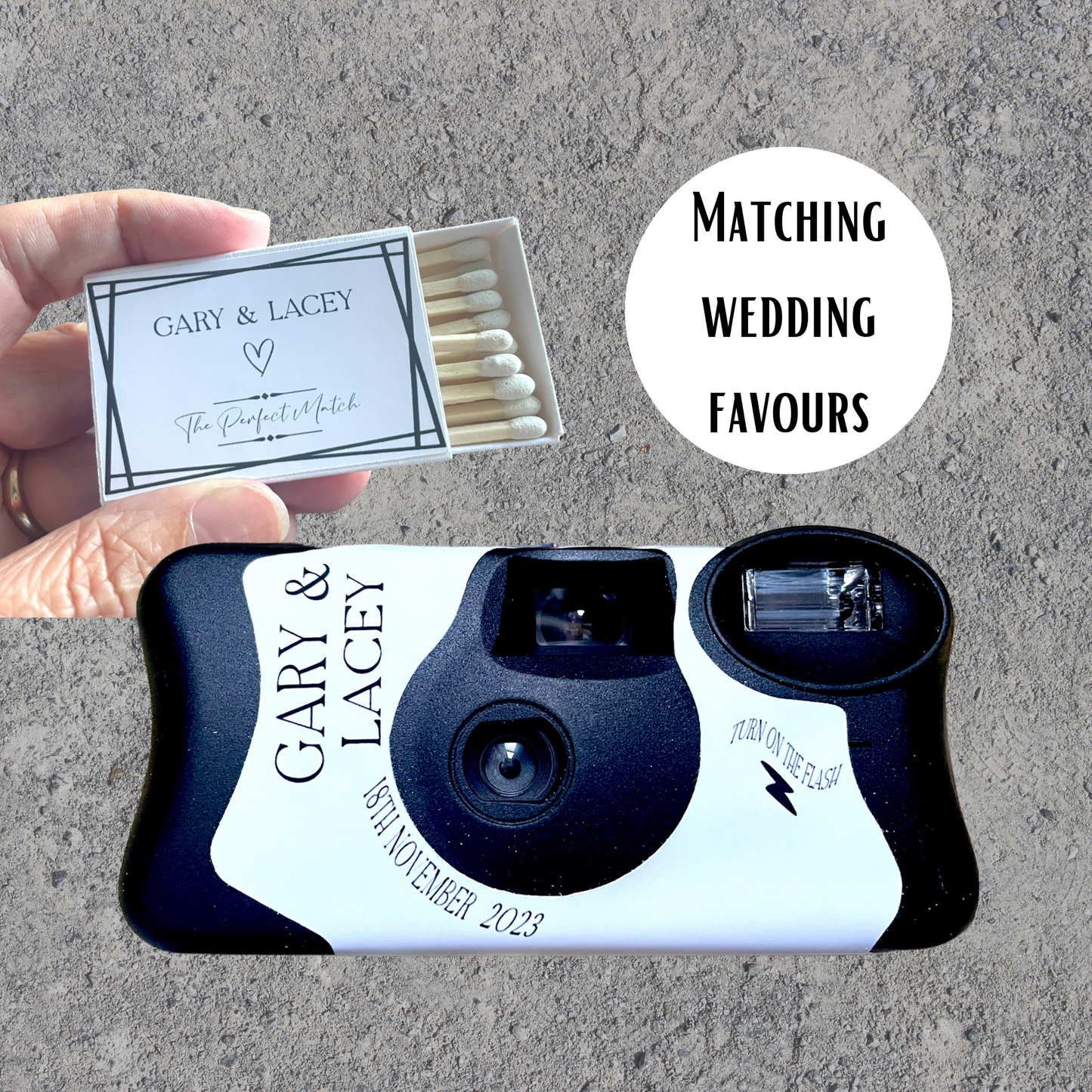 Personalised Matchbox Wedding Favours with Coloured Matches