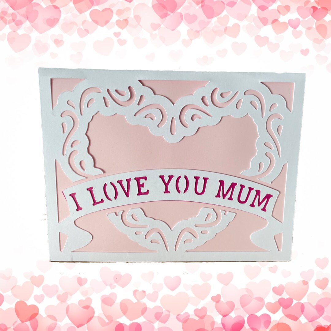Mother’s Day Heart Card, Greetings Card with Lace Heart Detail, Special Day Card for Mum in Law, Handmade Card for Mom + Handmade Envelope