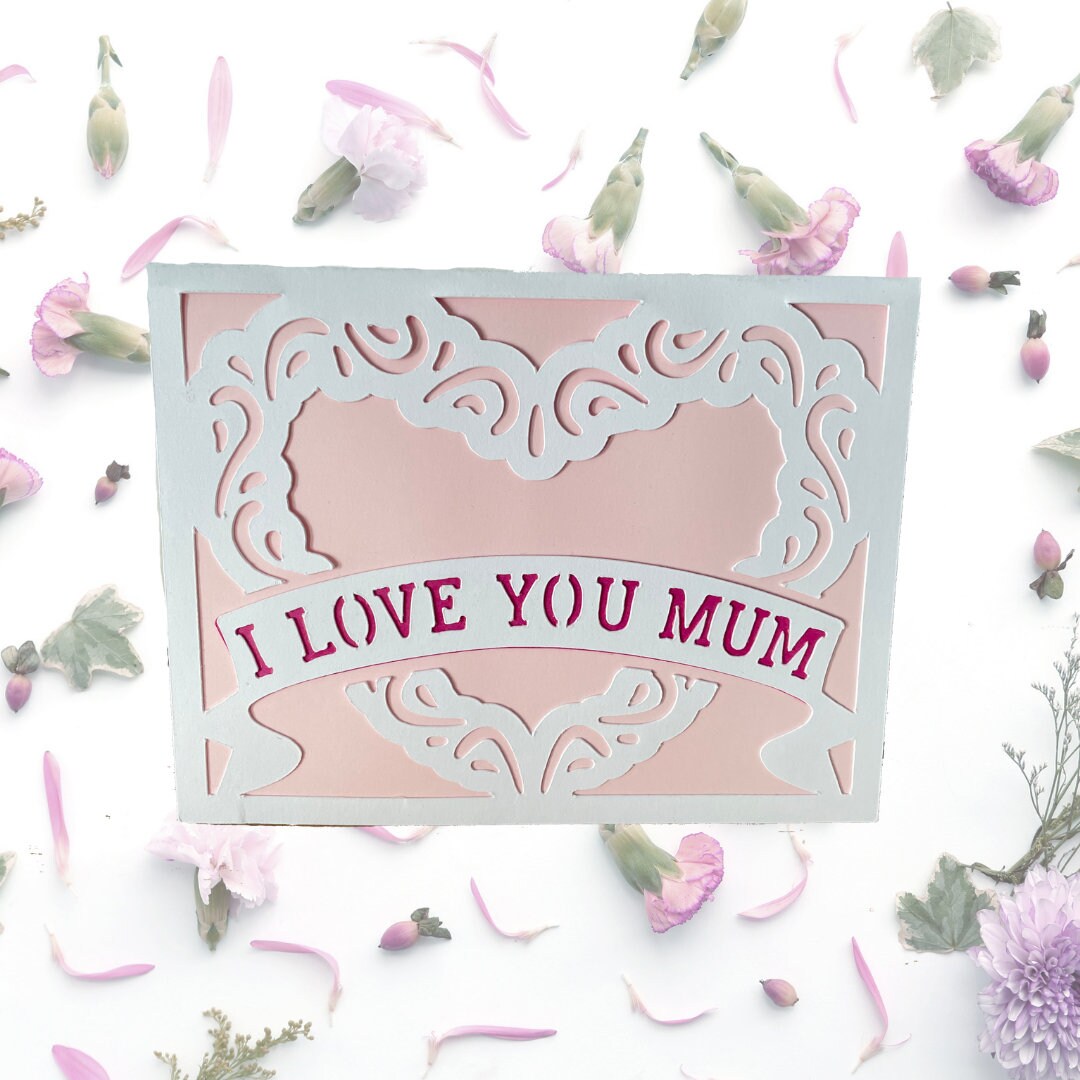 Mother’s Day Heart Card, Greetings Card with Lace Heart Detail, Special Day Card for Mum in Law, Handmade Card for Mom + Handmade Envelope