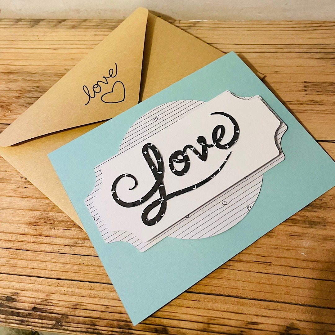 Minimalist Paper Anniversary Love Card from Girlfriend Romantic Love Card for Husband with 3D Plaque and Handmade Envelope