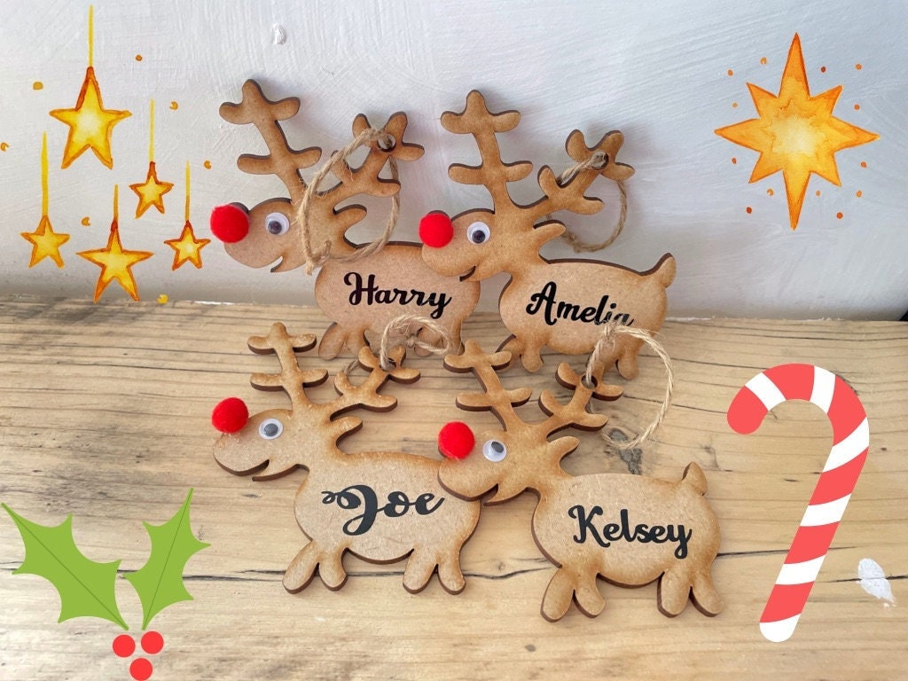 Personalised Christmas Tree Reindeer Decoration
