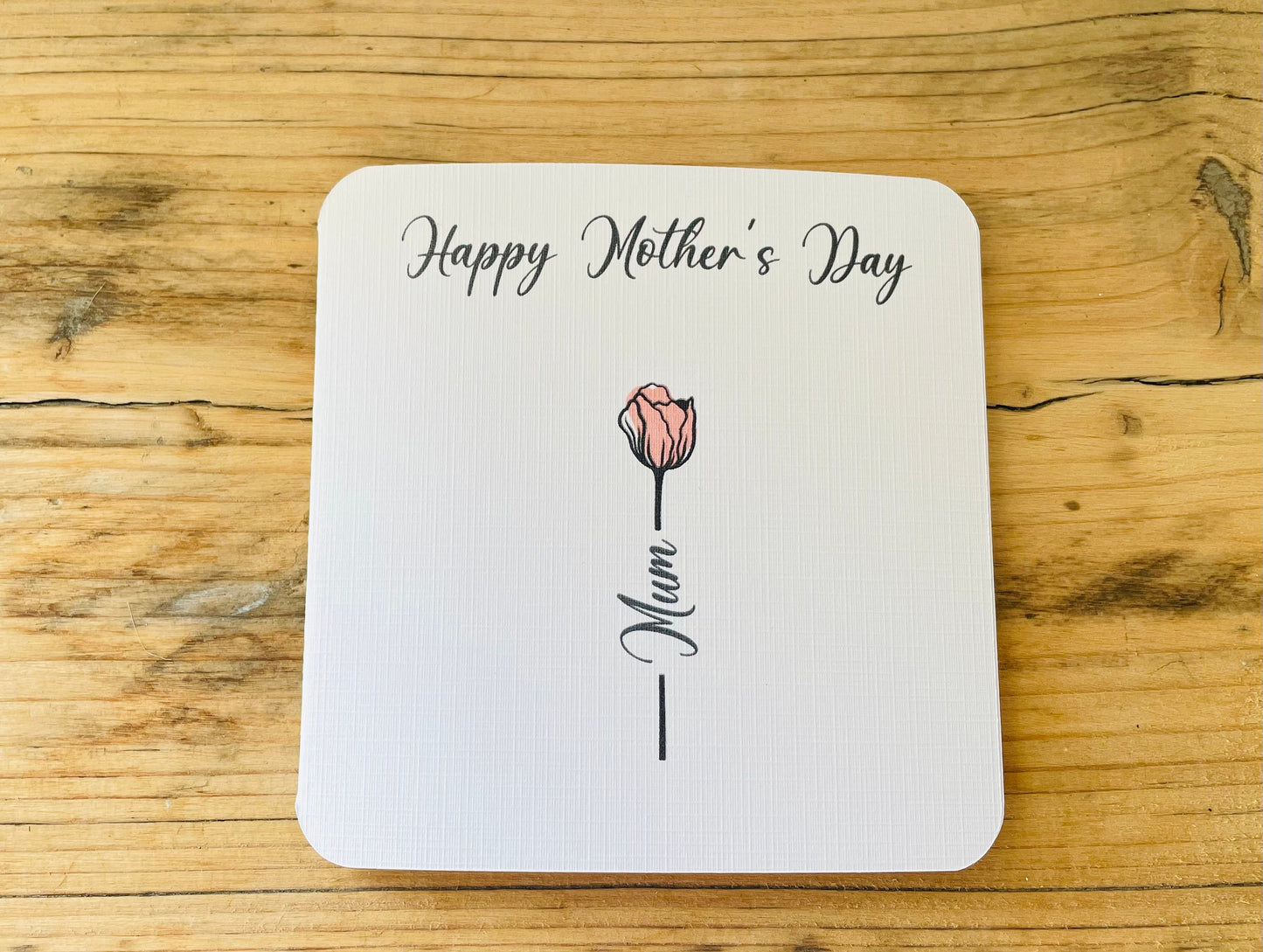 Handmade Happy Mother's Day Card with Pink Rose Mother Daughter Card Mothers Day Flowers Greetings Card First Mothers Day Card for Wife