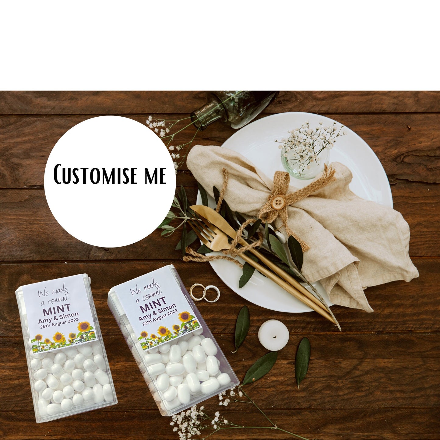 Personalised DIY "We Made a Commit-Mint" Tic Tacs Wedding Favour Stickers