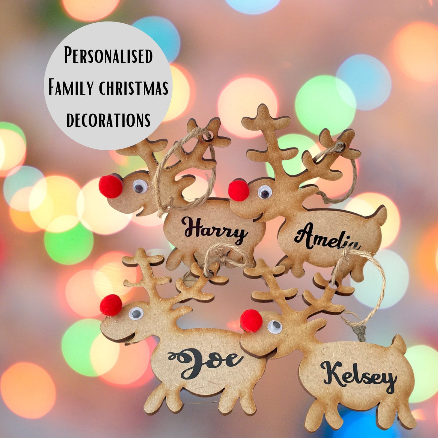 Personalised Christmas Tree Reindeer Decoration