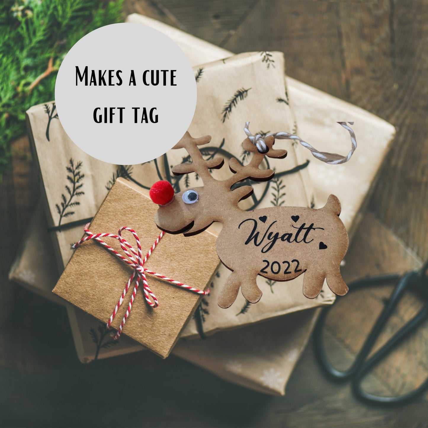 Personalised Christmas Tree Reindeer Decoration