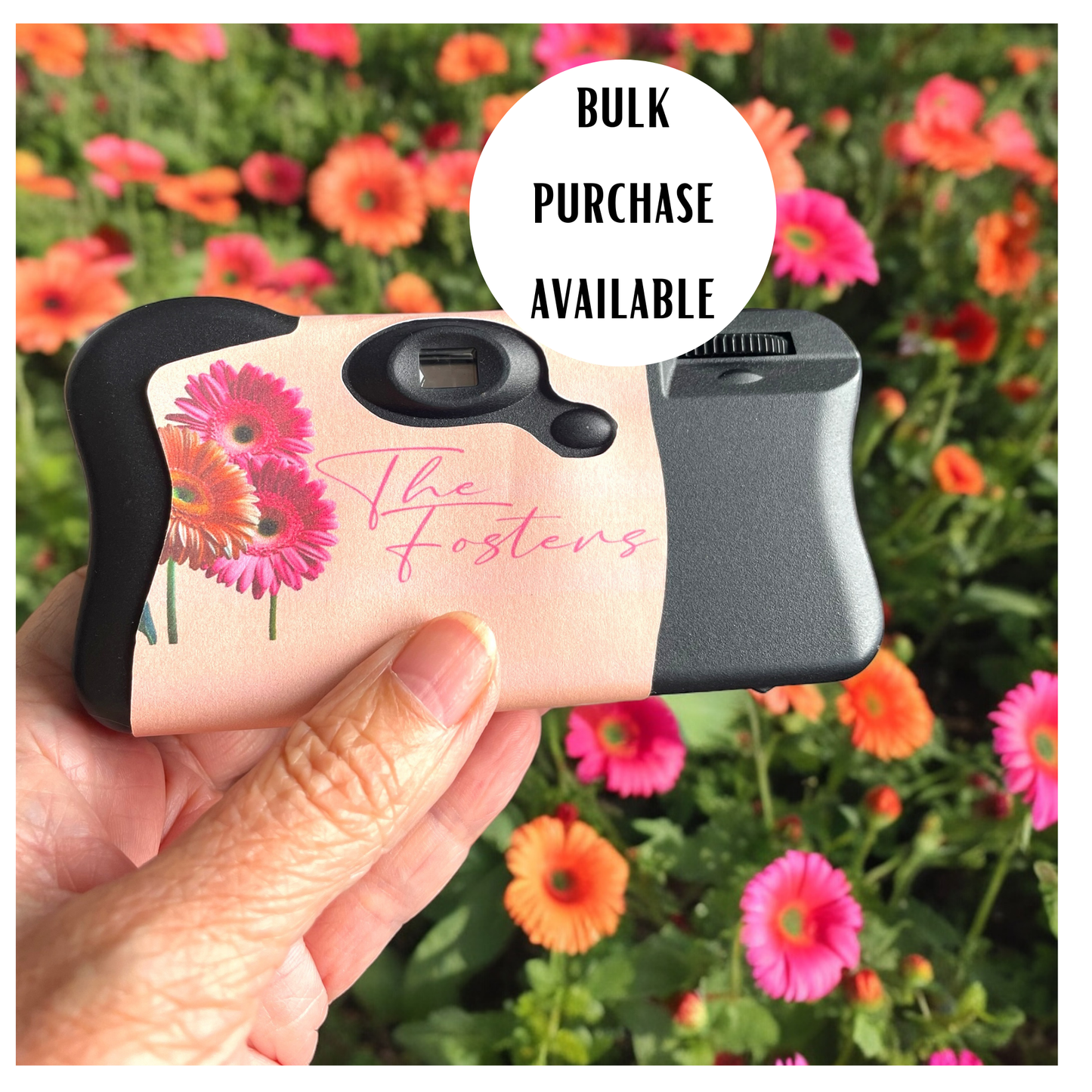 Gerbera Daisy Wedding Bouquet Disposable Camera Favours