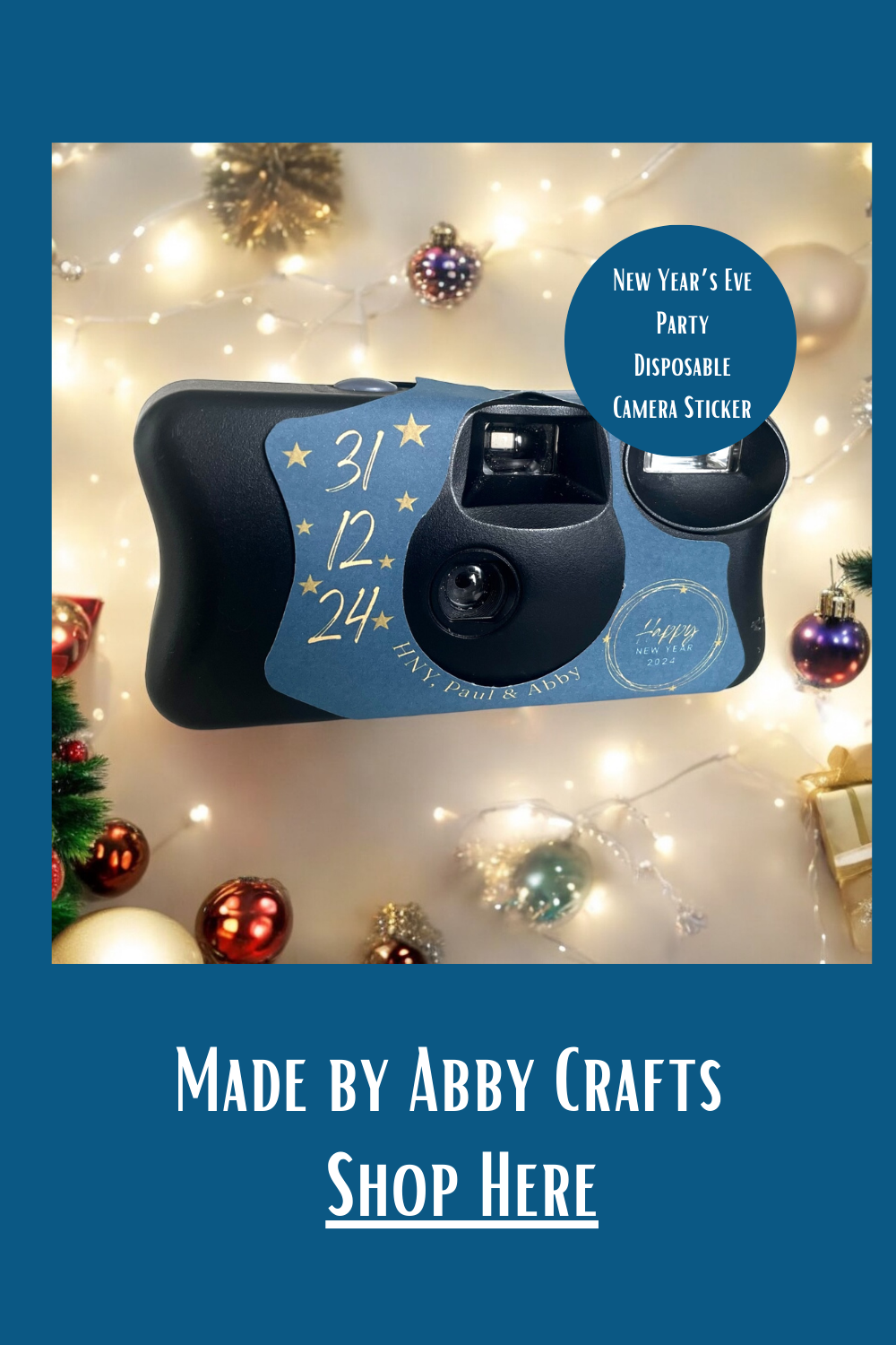 Let's Party Like It's 2025 Navy Blue & Gold New Year's Eve Camera Stickers