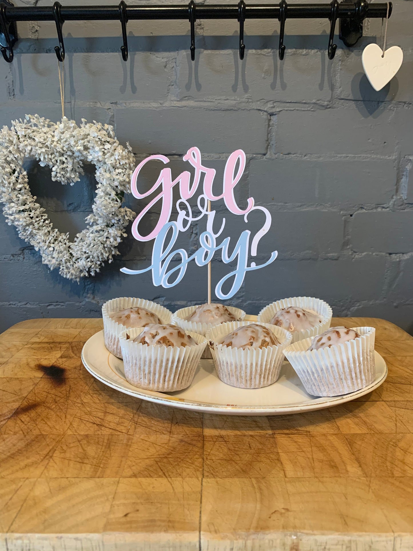 Large Custom Girl or Boy Cake Topper for Gender Reveal or Baby Shower Party, Can’t Wait to Meet You Little One