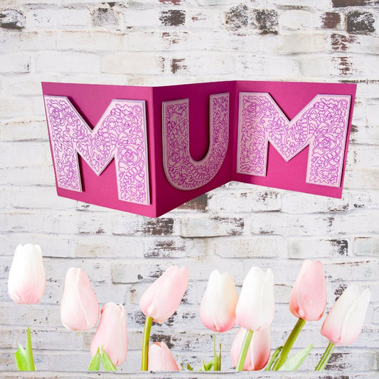 Pretty 3D Accordion Style Monogram Birthday Card