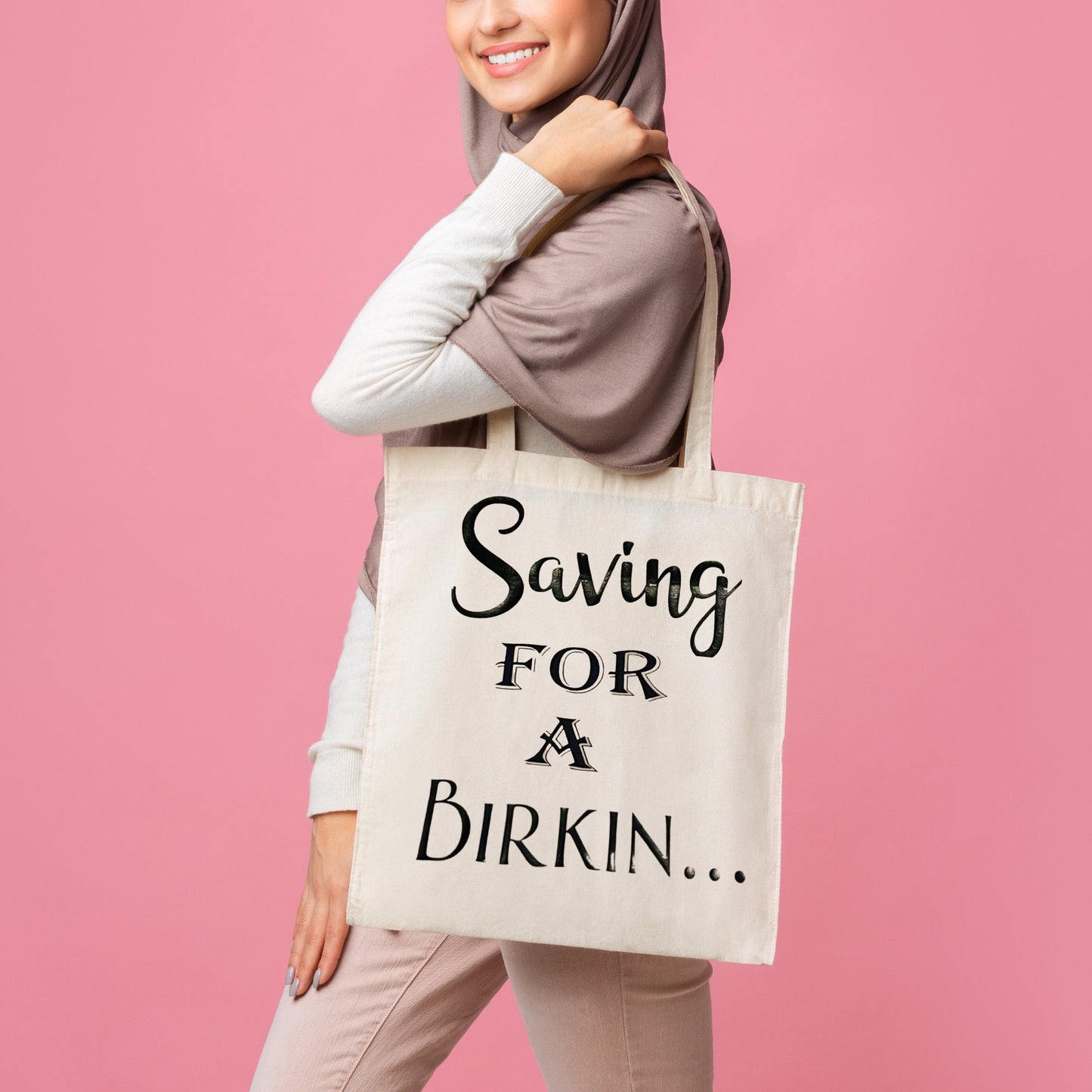 Saving for A Birkin Tote Bag, Novelty Slogan Birthday Gift for Her, Eco Friendly Lightweight Shoulder Bag, Washable Cliche Tote for Her