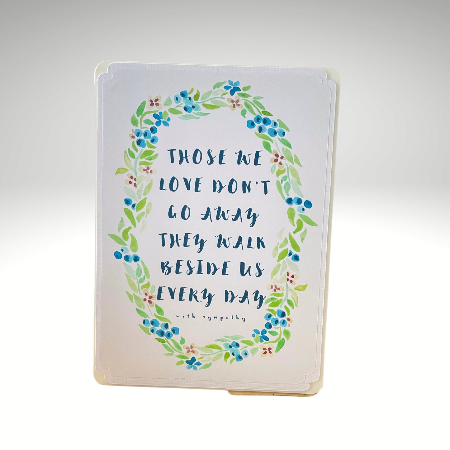 With Sympathy Floral Card, Condolence Floral Wreath Card From Family, So Sorry for Your Loss Card, Bereavement Card with Handmade Envelope
