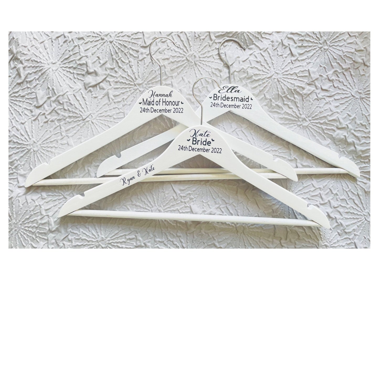 Personalised Wedding Dress Hangers for Bride, Maid of Honour and Bridesmaids