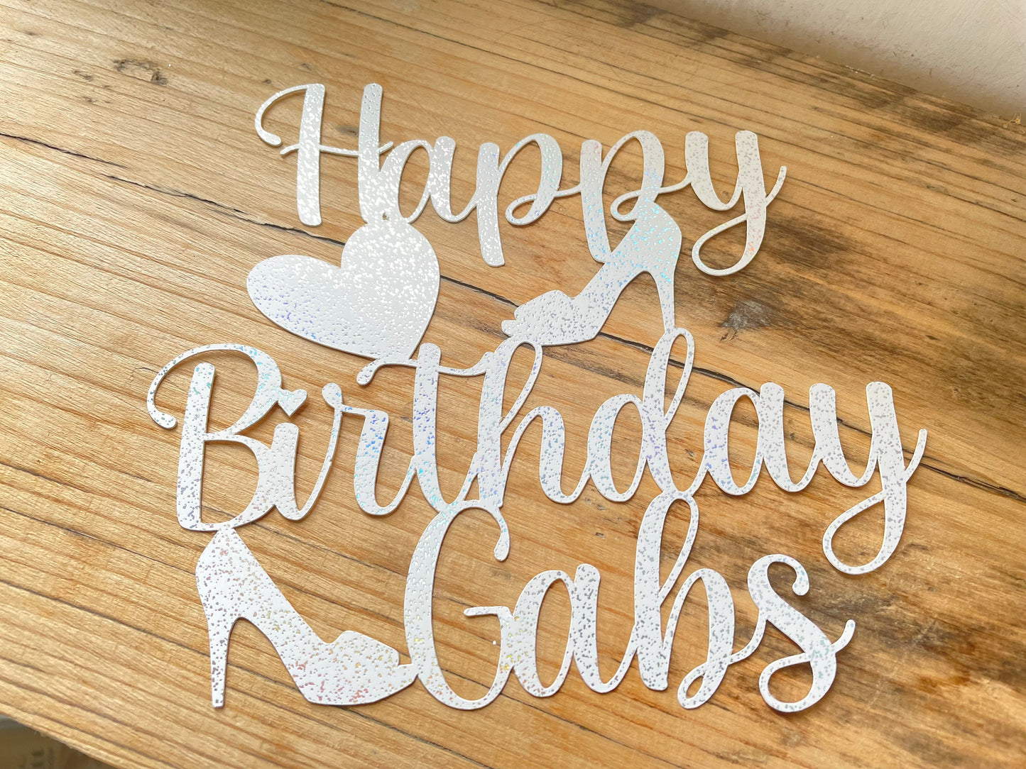 Personalised Shoe Lover's Cake Topper Happy Birthday Stiletto Celebration Cake Topper Custom Handmade Birthday Cake Decoration with Heart