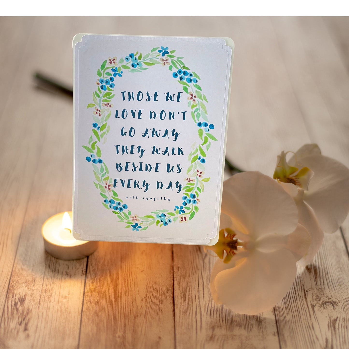 With Sympathy Floral Card, Condolence Floral Wreath Card From Family, So Sorry for Your Loss Card, Bereavement Card with Handmade Envelope
