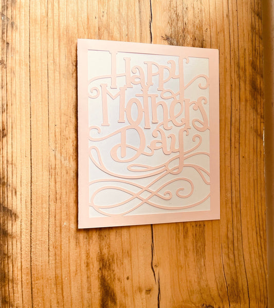 Handmade Mother’s Day Greetings Card, Pretty Cut Out Scroll Effect Card for Mum, Mothering Sunday Celebration Card plus Handmade Envelope
