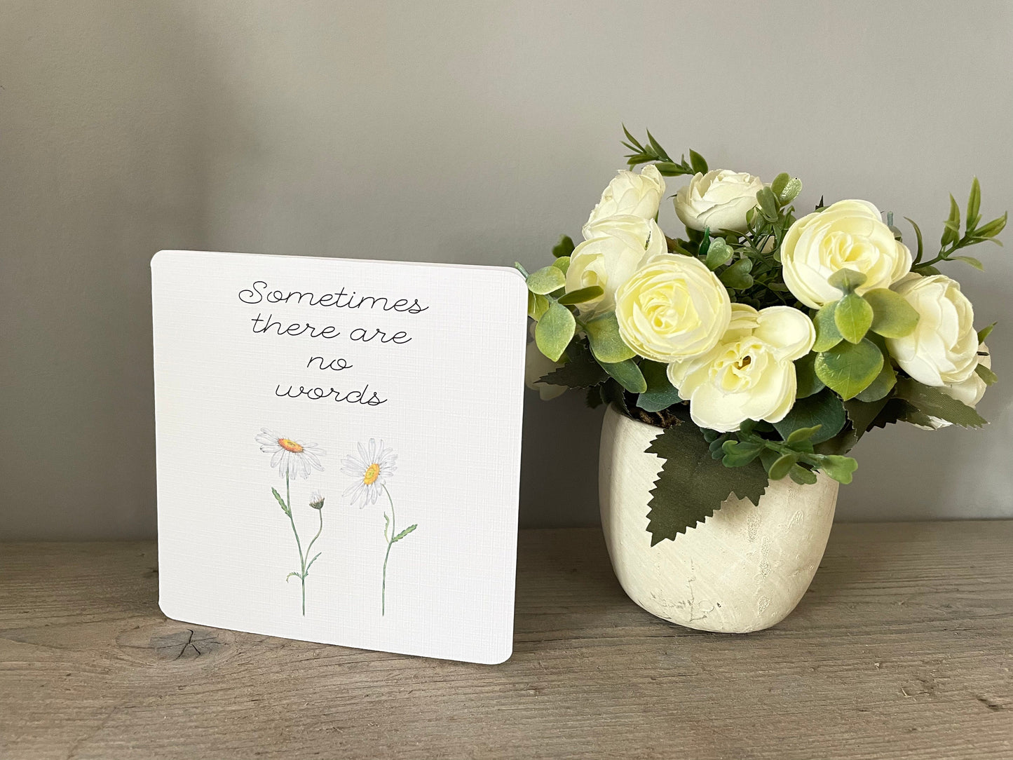 Sometimes There are no Words Sympathy Card with Watercolour Daisies, Sorry for Your Loss Condolence Card, Floral Card with Handmade Envelope
