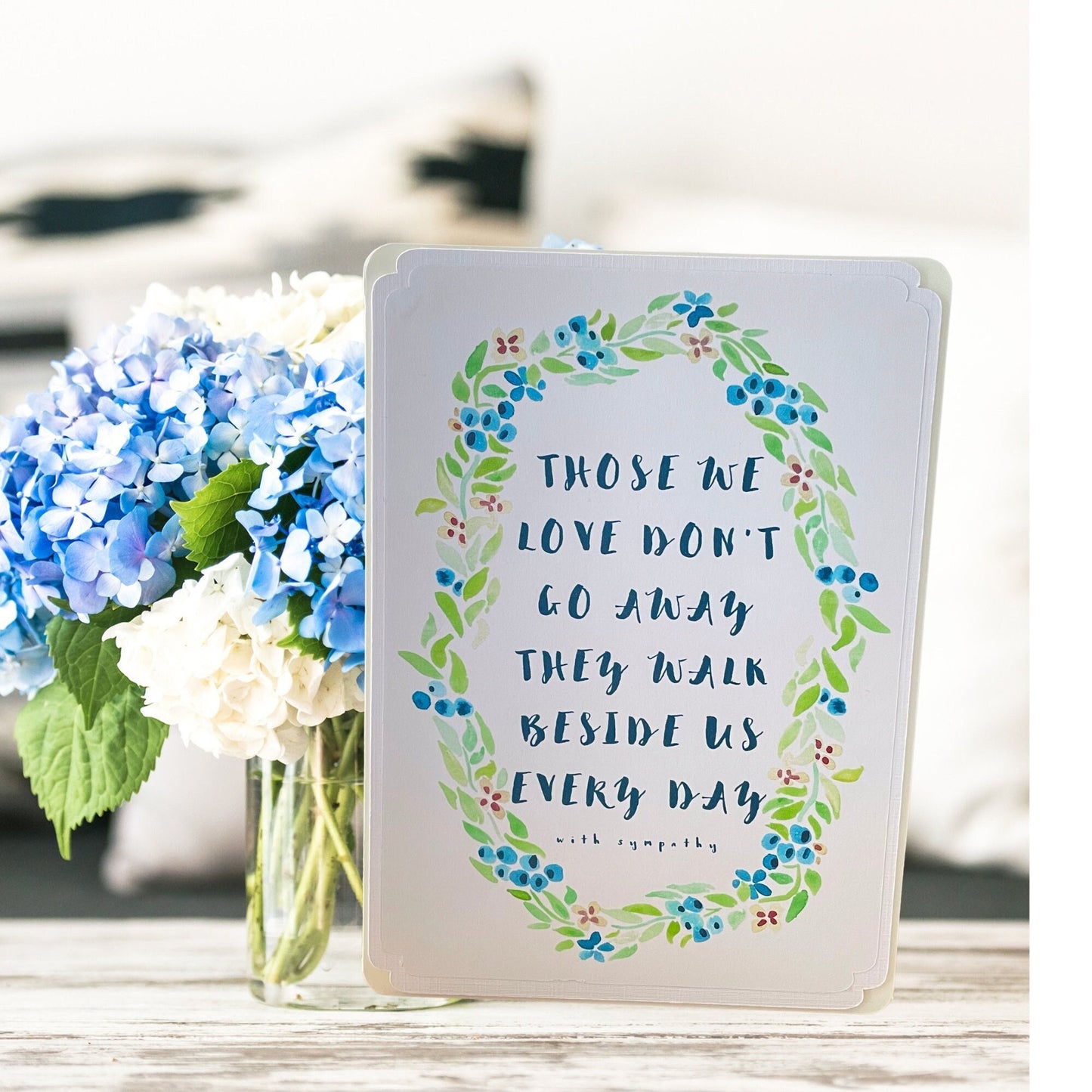 With Sympathy Floral Card, Condolence Floral Wreath Card From Family, So Sorry for Your Loss Card, Bereavement Card with Handmade Envelope
