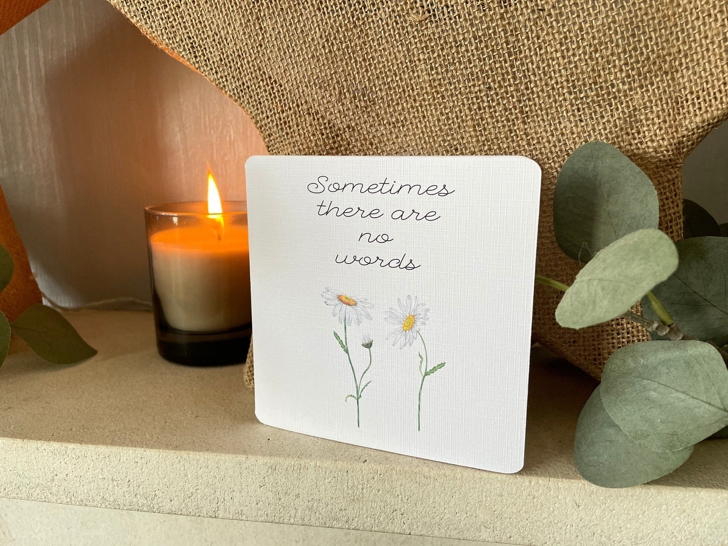 Sometimes There are no Words Sympathy Card with Watercolour Daisies, Sorry for Your Loss Condolence Card, Floral Card with Handmade Envelope