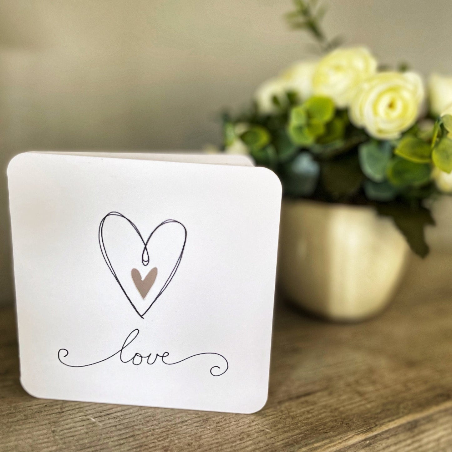 Simple Paper Anniversary Love Card, Small Thinking of You Card for Him, Elegant One Year Dating Card for Girlfriend with Handmade Envelope