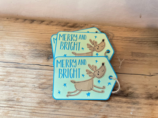 Christmas Present Reindeer Gift Tags, Set of 6, 12, 18 or 24