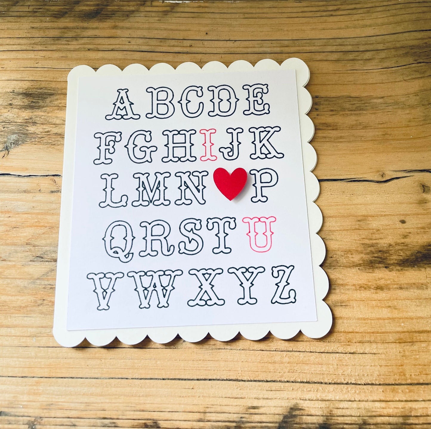 Anniversary Alphabet Message Heart Card
