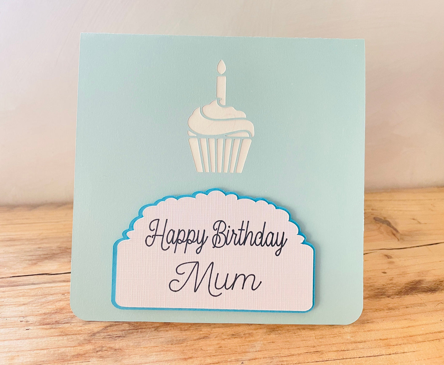 Personalised Pop-Up Cupcake Birthday Card, 3D Plaque Birthday Greetings Card with Name and Candle, Blank Card with Handmade Envelope