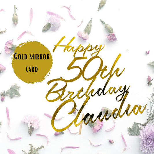 Personalised 50th Gold Birthday Cake Topper