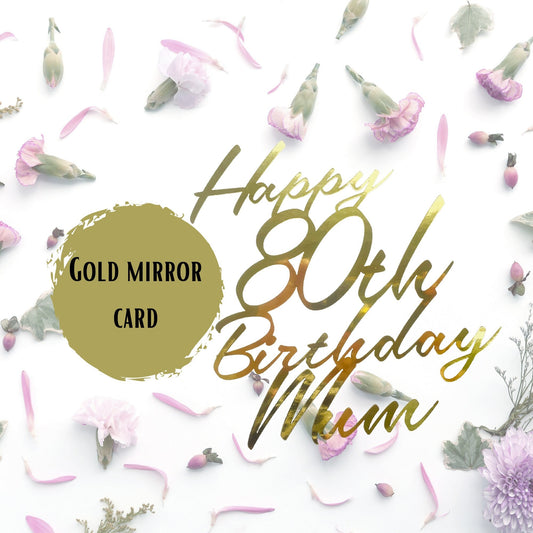 Personalised 80th Birthday Cake Topper, Gold Mum and Age Mirror Gold Large Celebration Cake Decoration, Eightieth Birthday Party Cake Topper