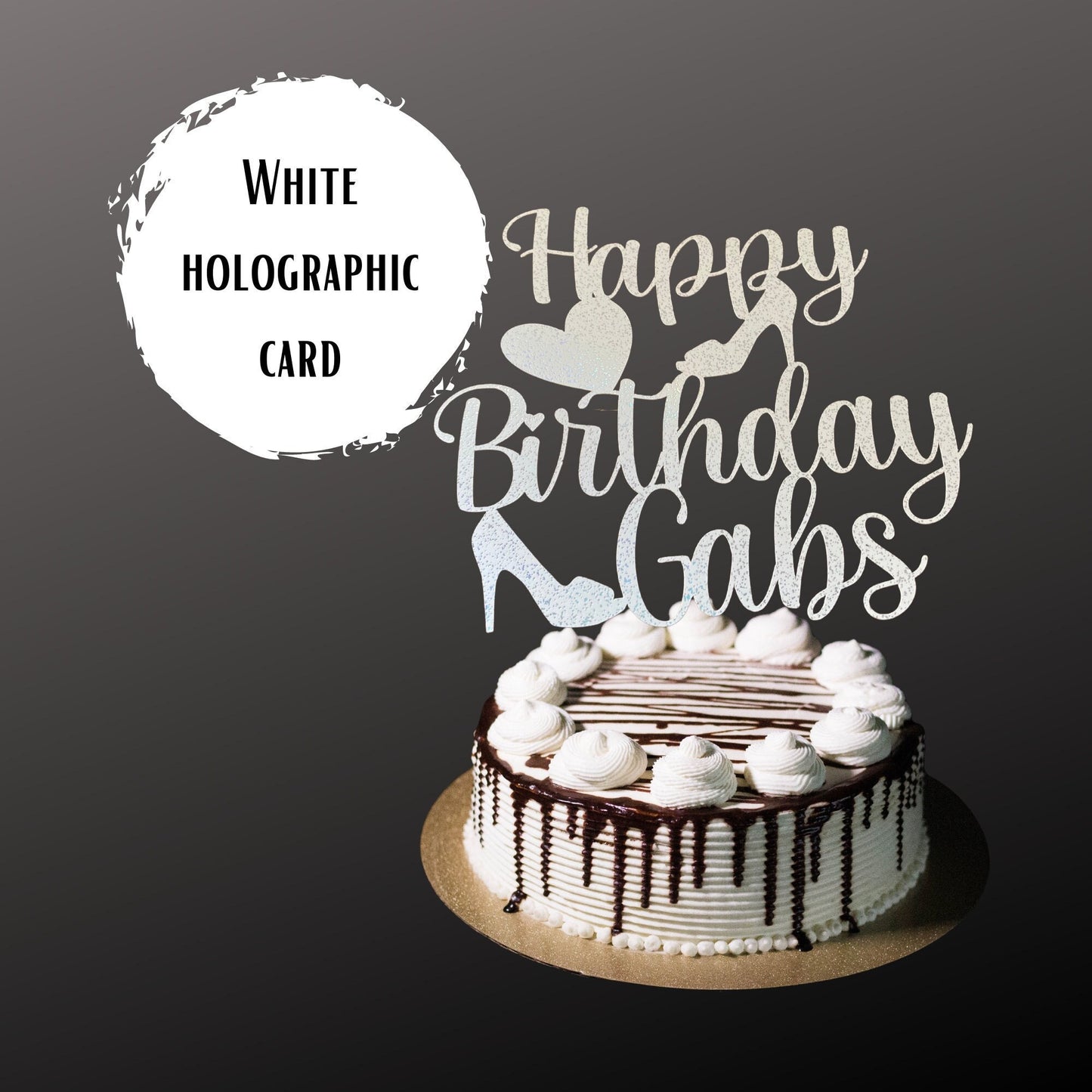 Personalised Shoe Lover's Cake Topper Happy Birthday Stiletto Celebration Cake Topper Custom Handmade Birthday Cake Decoration with Heart
