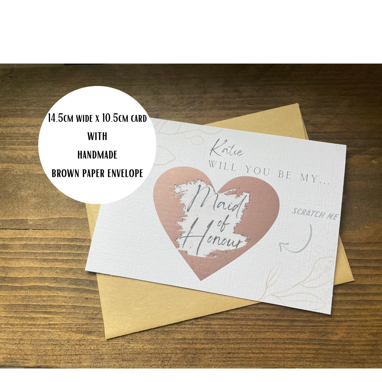 Personalised Heart-Shaped Scratch-Off Bridesmaid Proposal Cards