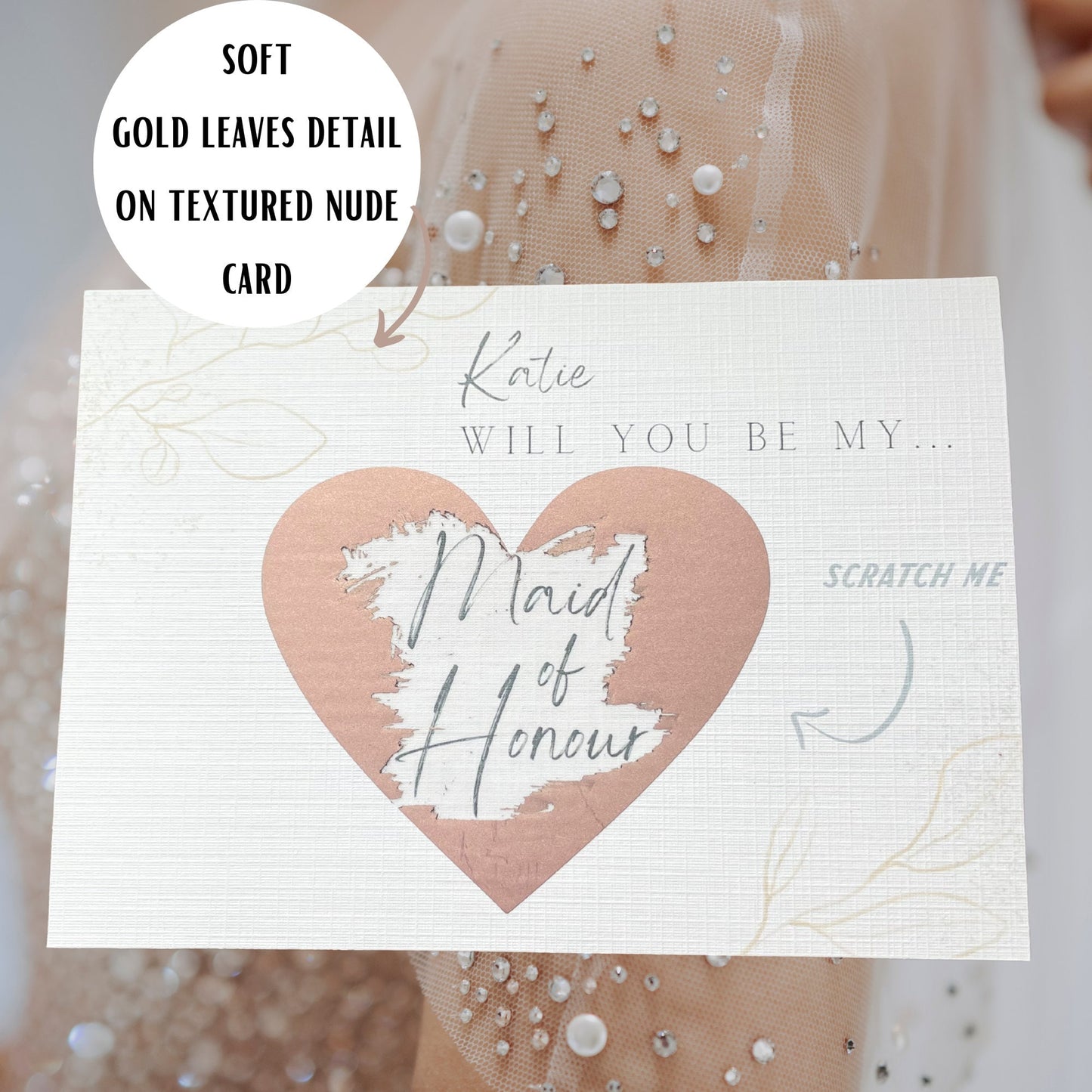 Personalised Heart-Shaped Scratch-Off Bridesmaid Proposal Cards