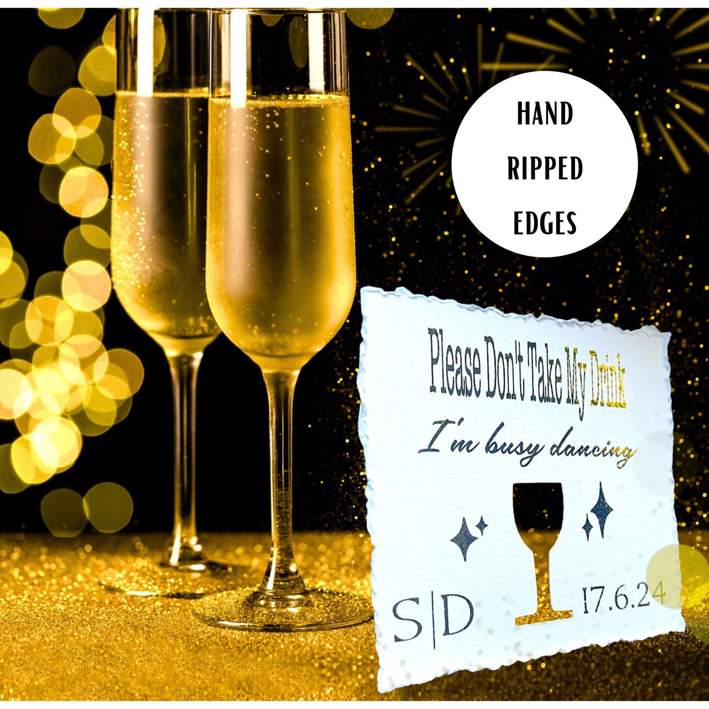 Torn Square Wedding Table Decor Drink Toppers