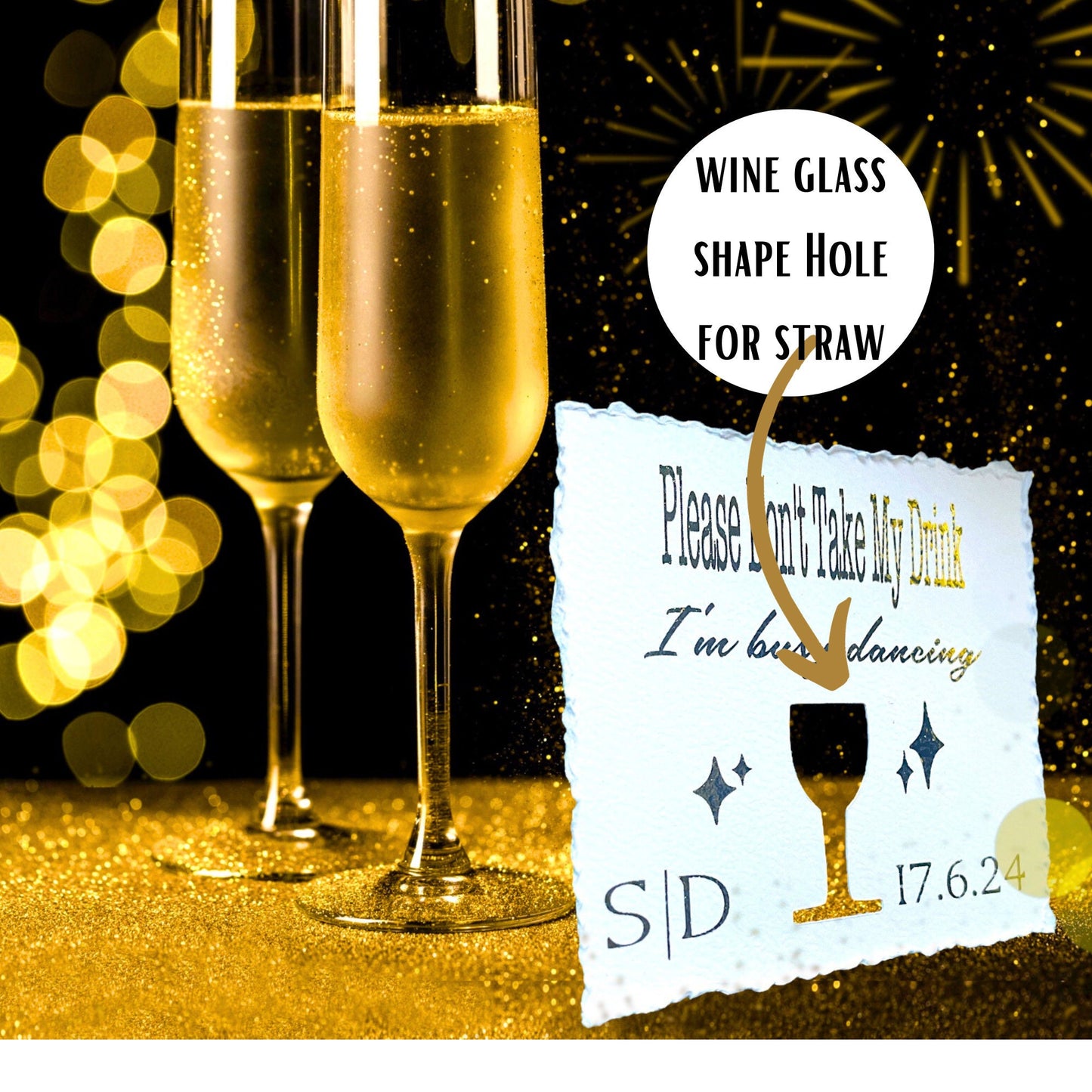 Torn Square Wedding Table Decor Drink Toppers